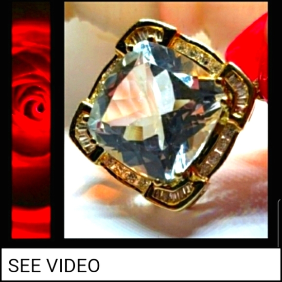 No longer available Large Brazilian Aquam/Diamond Pendant 14KYG - Picture 4 of 7